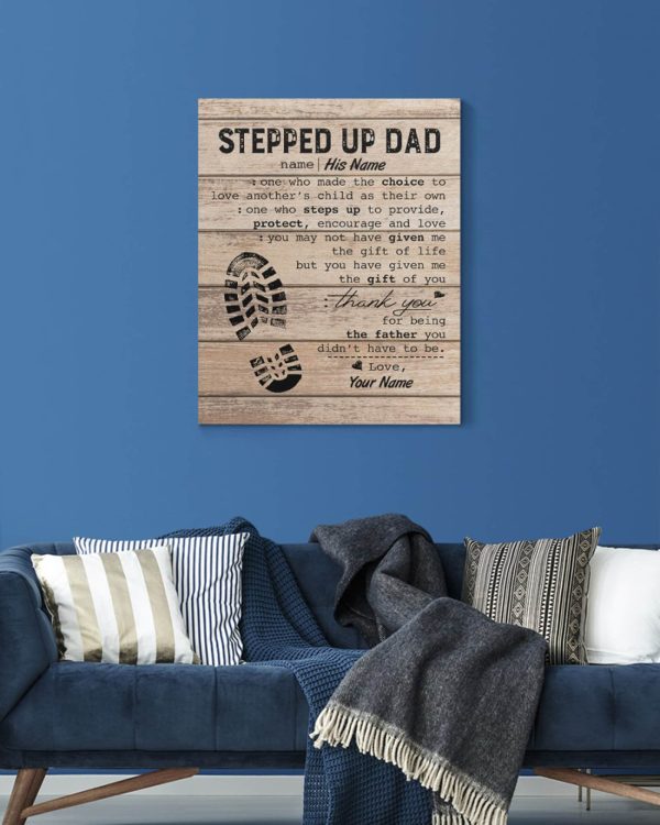 Personalized To My Stepped Dad Fathers Day Canvas Home Decor