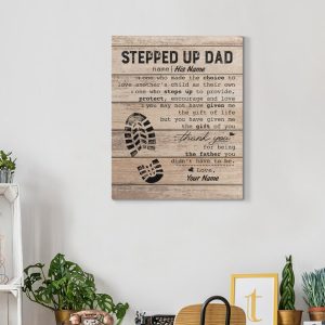 Personalized To My Stepped Dad Fathers Day Canvas Home Decor