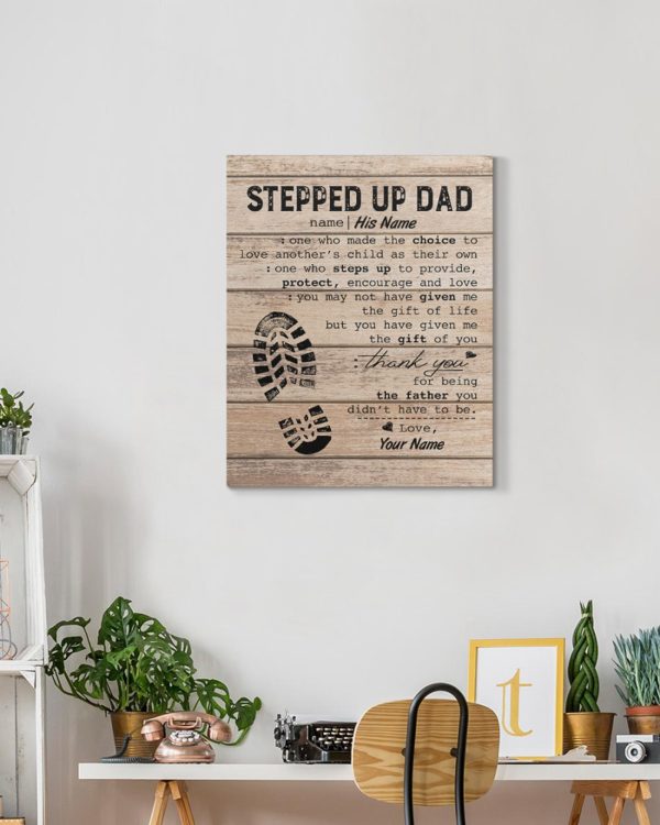 Personalized To My Stepped Dad Fathers Day Canvas Home Decor